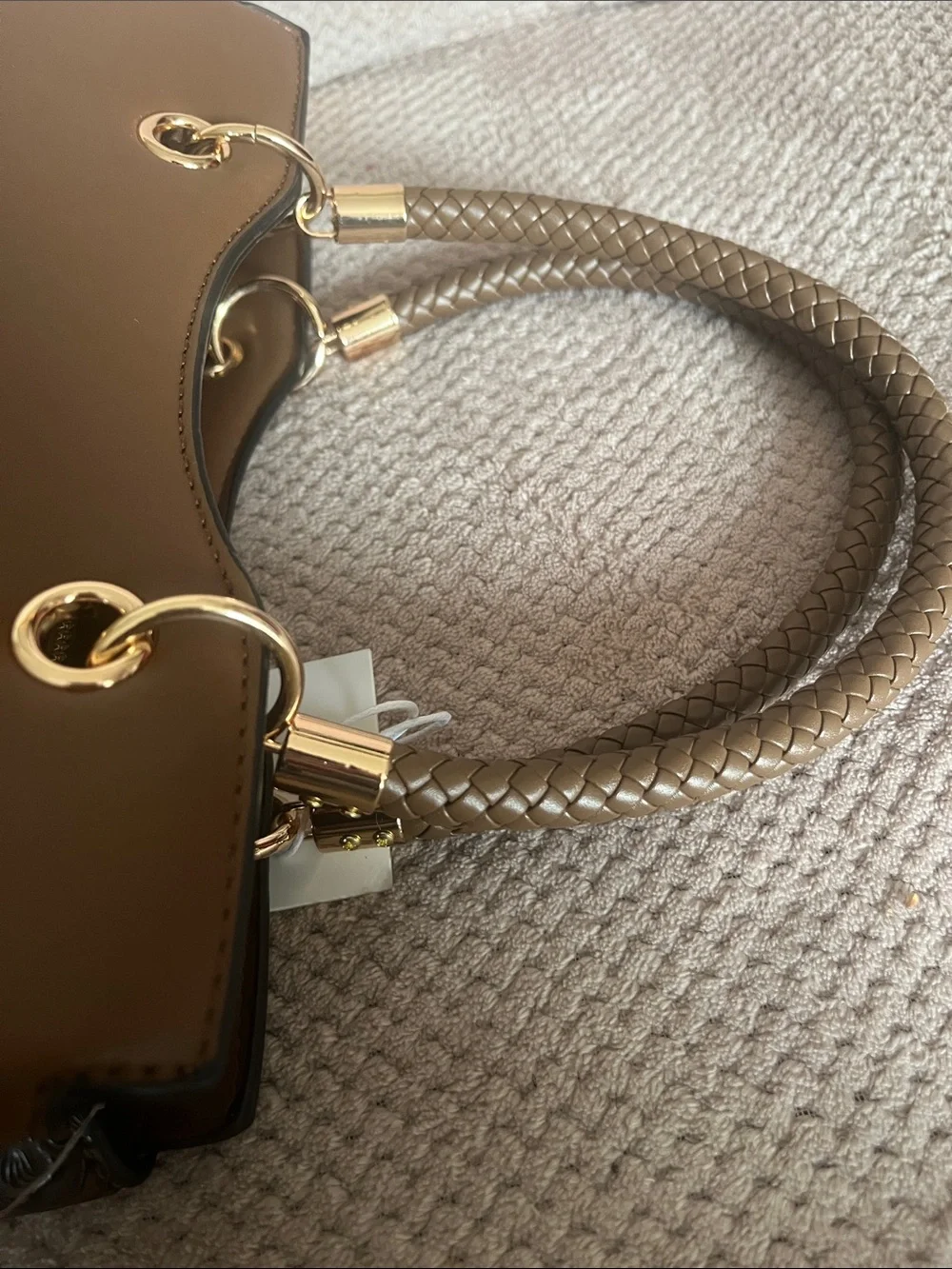 Le Bag Brown Embossed Floral Satchel